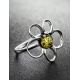 Filigree Silver Ring With Green Amber The Daisy, Ring Size: 8.5 / 18.5, image , picture 2
