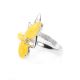 Asymmetric Silver Ring With Bright Honey Amber The Pegasus, Ring Size: 10 / 20, image , picture 3