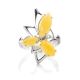 Asymmetric Silver Ring With Bright Honey Amber The Pegasus, Ring Size: 10 / 20, image , picture 2