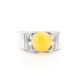 Bold Honey Amber Ring In Sterling Silver The Rondo, Ring Size: 12 / 21.5, image , picture 2