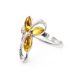 Floral Amber Ring In Sterling Silver The Verbena, Ring Size: 8.5 / 18.5, image , picture 4