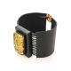 Dark Leather Bracelet With Green Amber The Amazon, image , picture 3