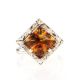 Geometric Amber Ring In Sterling Silver The Hermitage, Ring Size: Adjustable, image , picture 2