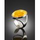 Gorgeous Honey Amber Ring In Sterling Silver The Glow, Ring Size: Adjustable, image , picture 2
