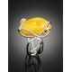 Adjustable Honey Amber Ring In Sterling Silver The Flamenco, Ring Size: Adjustable, image , picture 2