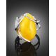 Adjustable Honey Amber Ring In Sterling Silver The Flamenco, Ring Size: Adjustable, image , picture 3