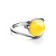 Round Amber Ring In Sterling Silver The Sphere, Ring Size: 13 / 22, image , picture 3