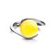 Round Amber Ring In Sterling Silver The Sphere, Ring Size: / 23, image , picture 4