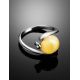 Round Amber Ring In Sterling Silver The Sphere, Ring Size: 9.5 / 19.5, image , picture 2