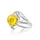 Adjustable Lemon Amber Ring In Sterling Silver The Flamenco, Ring Size: Adjustable, image , picture 4