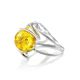 Adjustable Lemon Amber Ring In Sterling Silver The Flamenco, Ring Size: Adjustable, image , picture 4