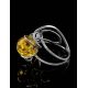 Adjustable Lemon Amber Ring In Sterling Silver The Flamenco, Ring Size: Adjustable, image , picture 5