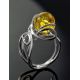 Adjustable Lemon Amber Ring In Sterling Silver The Flamenco, Ring Size: Adjustable, image , picture 2