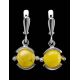 Drop Amber Earrings In Sterling Silver The Sphere, image , picture 2