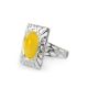 Geometric Amber Ring In Sterling Silver The Venus, Ring Size: 12 / 21.5, image , picture 4
