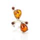 Cognac Amber Ring In Sterling Silver The Symphony, Ring Size: 11 / 20.5, image , picture 2