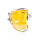 Bold Handcrafted Amber Ring In Sterling Silver The Lagoon, Ring Size: Adjustable, image , picture 3
