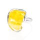 Bold Handcrafted Amber Ring In Sterling Silver The Lagoon, Ring Size: Adjustable, image , picture 4