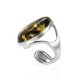Adjustable Silver Ring With Green Amber The Glow, Ring Size: Adjustable, image , picture 4