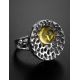 Bold Silver Ring With Lemon Amber The Venus, Ring Size: 11 / 20.5, image , picture 2