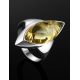 Sterling Silver Ring With Luminous Lemon Amber The Taurus, Ring Size: 11 / 20.5, image , picture 2