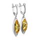 Sterling Silver Drop Earrings With Bright Lemon Amber The Taurus, image , picture 3
