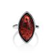 Glossy Sterling Silver Ring With Bright Cognac Amber The Amaranth, Ring Size: 6.5 / 17, image , picture 3