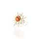Sterling Silver Ring With Cognac Amber The Helios, Ring Size: 8.5 / 18.5, image , picture 4
