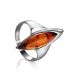 Cognac Amber Ring In Sterling Silver The Gaudi, Ring Size: 6 / 16.5, image 