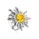 Sun Shaped Silver Ring With Lemon Amber The Helios, Ring Size: 8 / 18, image 