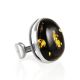 Adjustable Silver Ring With Green Amber The Glow, Ring Size: Adjustable, image 
