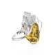 Handmade Green Amber Ring In Sterling Silver The Dew, Ring Size: Adjustable, image 