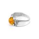 Bold Silver Ring With Cognac Amber The Rondo, Ring Size: 4 / 15, image , picture 2