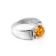 Bold Silver Ring With Cognac Amber The Rondo, Ring Size: 8 / 18, image , picture 3