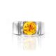 Bold Silver Ring With Cognac Amber The Rondo, Ring Size: 7 / 17.5, image , picture 4