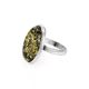 Bold Oval Silver Ring With Green Amber The Glow, Ring Size: 6.5 / 17, image , picture 3