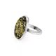 Bold Oval Silver Ring With Green Amber The Glow, Ring Size: 11.5 / 21, image , picture 3