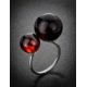 Open Silver Ring With Cherry Amber The Paris, Ring Size: Adjustable, image , picture 2