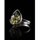 Bright Sterling Silver Ring With Green Amber The Selena, Ring Size: 4 / 15, image , picture 2