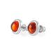 Adorable Silver Stud Earrings With Cognac Amber The Berry, image 