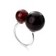 Open Silver Ring With Cherry Amber The Paris, Ring Size: Adjustable, image 