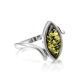 Lovely Green Amber Ring In Sterling Silver The Adagio, Ring Size: 10 / 20, image 