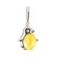 Silver Penguin Pendant With Honey Amber, image 
