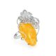 Charming Handmade Honey Amber Ring In Sterling Silver The Dew, Ring Size: Adjustable, image 