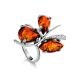 Sterling Silver Ring With Cognac Amber The Verbena, Ring Size: 7 / 17.5, image 
