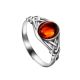 Sterling Silver Ring With Cognac Amber The Freya, Ring Size: 6.5 / 17, image 
