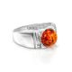 Stylish Silver Ring With Cherry Amber The Rondo, Ring Size: 6 / 16.5, image 