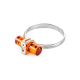 Cylindrical Cut Amber Ring In Sterling Silver With Crystal The Scandinavia, Ring Size: 9 / 19, image , picture 3