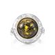 Cocktail Ring In Sterling Silver With Bright Green Amber The Hermitage, Ring Size: 13 / 22, image , picture 3