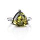 Elegant Green Amber Ring In Sterling Silver The Etude, Ring Size: 8 / 18, image , picture 3